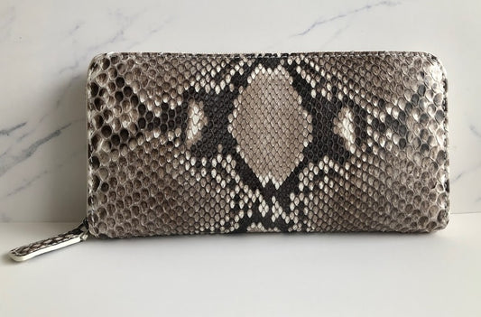 【値下げ】和トモス:ナチュラルパイソン長財布。内部は黒合皮の廉価版仕様(DKNN-001)