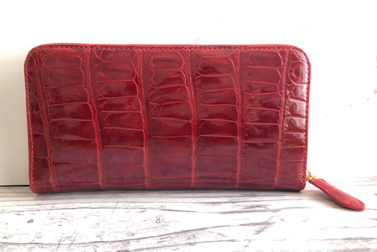 【アウトレット在庫品・柄は選べないタイプ】和トモス:クロコダイル長財布 6色指定可能。内部は牛皮仕様(CRL-A)