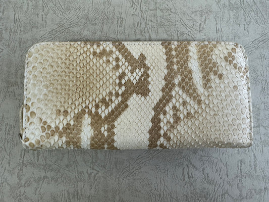 【アウトレット品A】和トモス:白牛革!本格ダイヤモンドパイソン長財布。ホワイト柄で初登場 ※開封品、色合い!